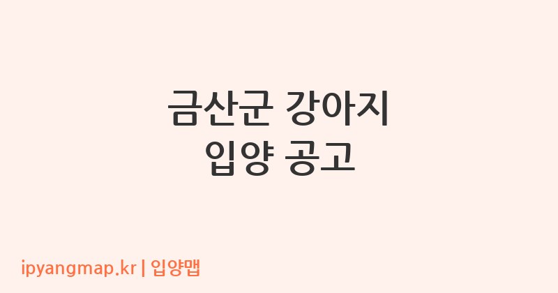금산군 강아지 입양 공고