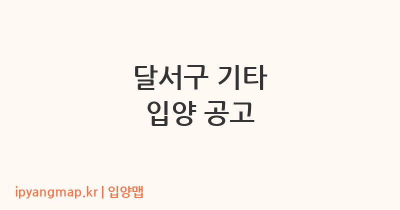 달서구 기타 입양 공고