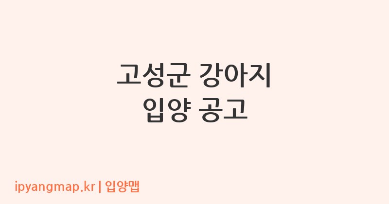 고성군 강아지 입양 공고