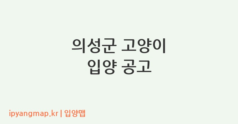 의성군 고양이 입양 공고