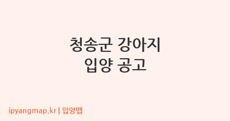 청송군 강아지 입양 공고