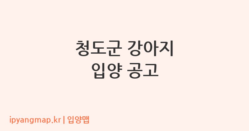 청도군 강아지 입양 공고