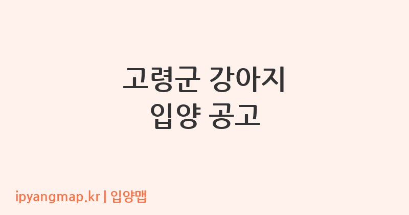 고령군 강아지 입양 공고