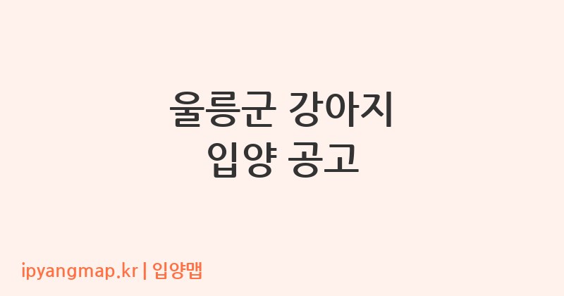 울릉군 강아지 입양 공고
