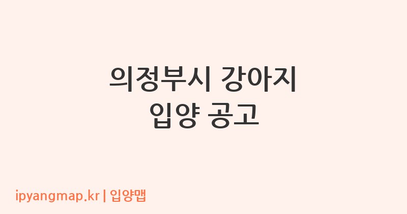의정부시 강아지 입양 공고