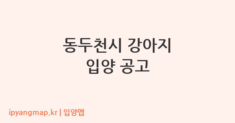 동두천시 강아지 입양 공고