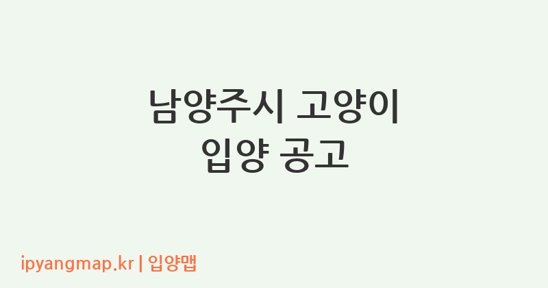 남양주시 고양이 입양 공고