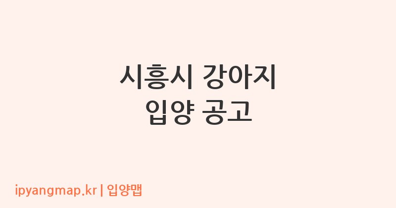 시흥시 강아지 입양 공고
