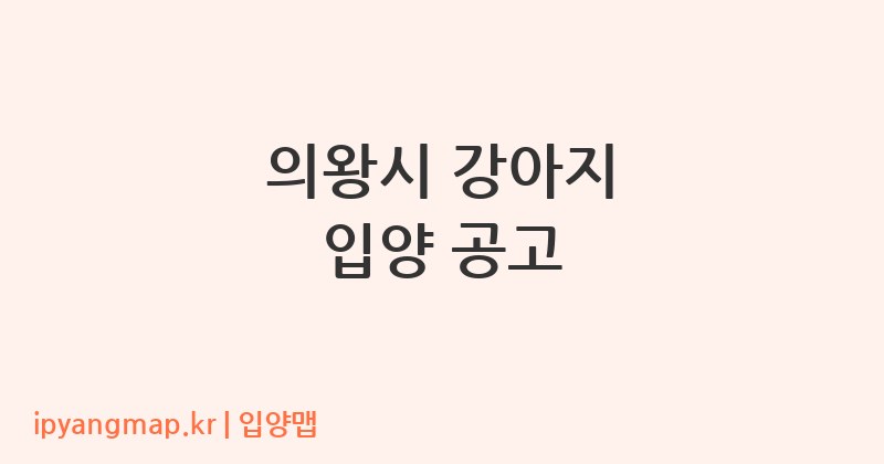 의왕시 강아지 입양 공고