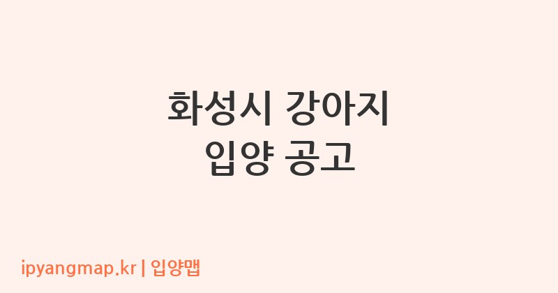 화성시 강아지 입양 공고
