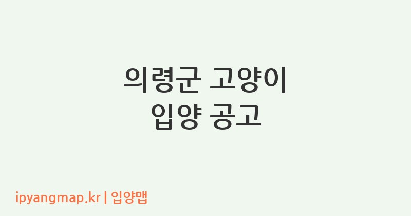 의령군 고양이 입양 공고