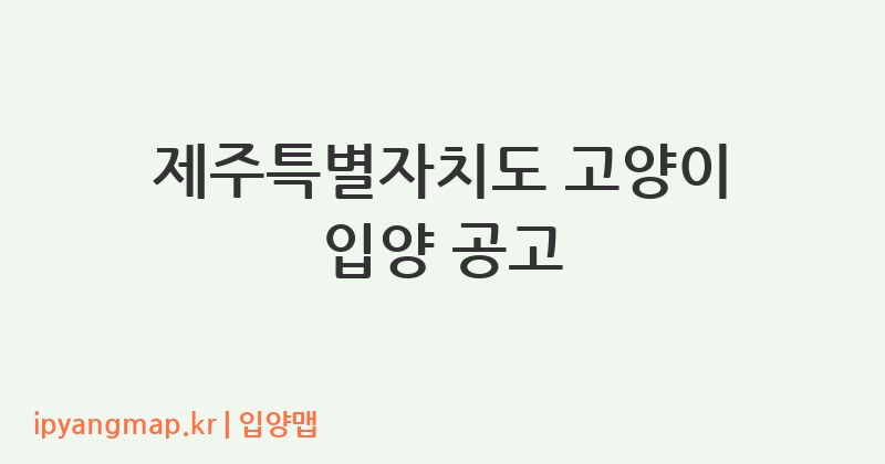 제주특별자치도 고양이 입양 공고
