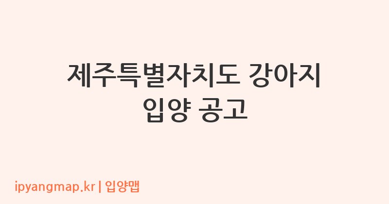 제주특별자치도 강아지 입양 공고
