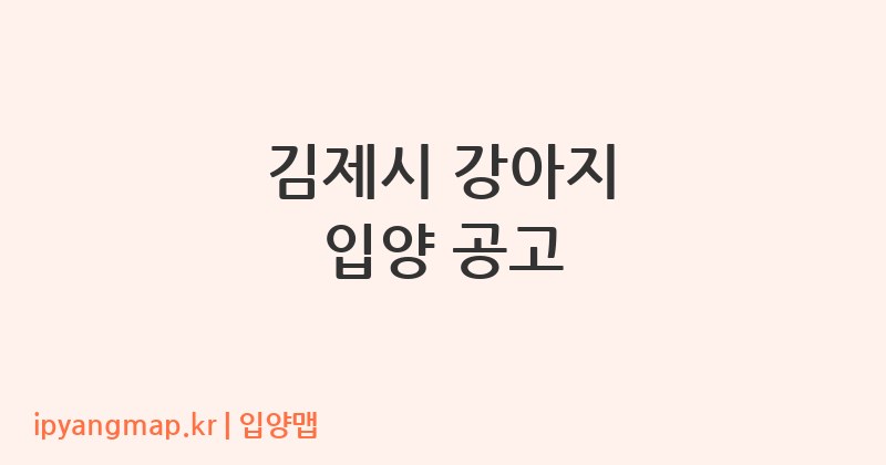 김제시 강아지 입양 공고