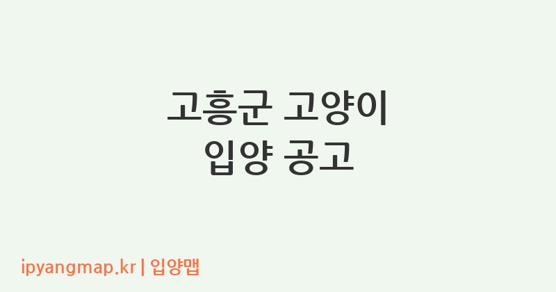 고흥군 고양이 입양 공고