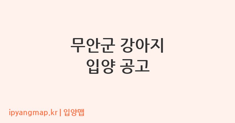무안군 강아지 입양 공고