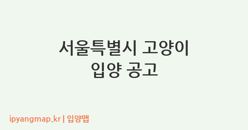 서울특별시 고양이 입양 공고