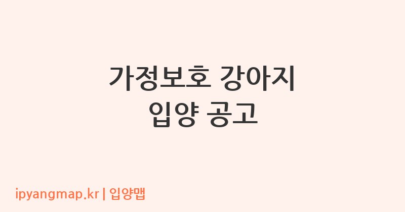 가정보호 강아지 입양 공고
