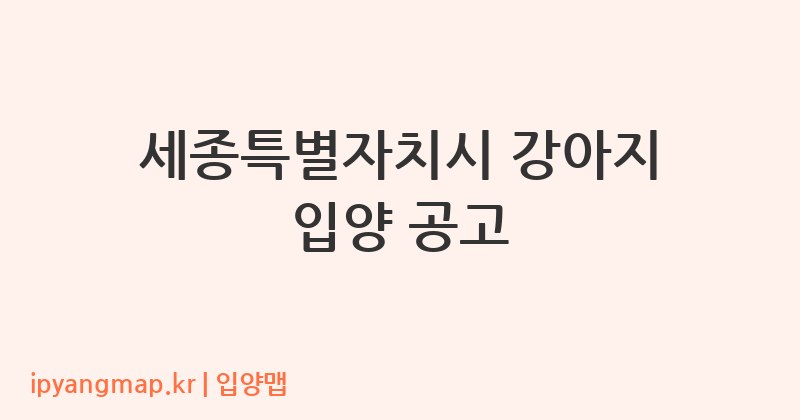 세종특별자치시 강아지 입양 공고